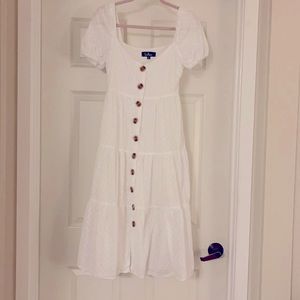 White, button up maxi dress.